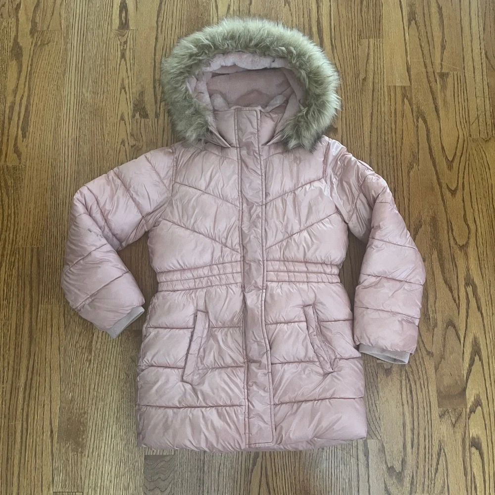 Abercrombie & Fitch Metallic Pink Hooded Puffer Parka - Picture 1 of 7